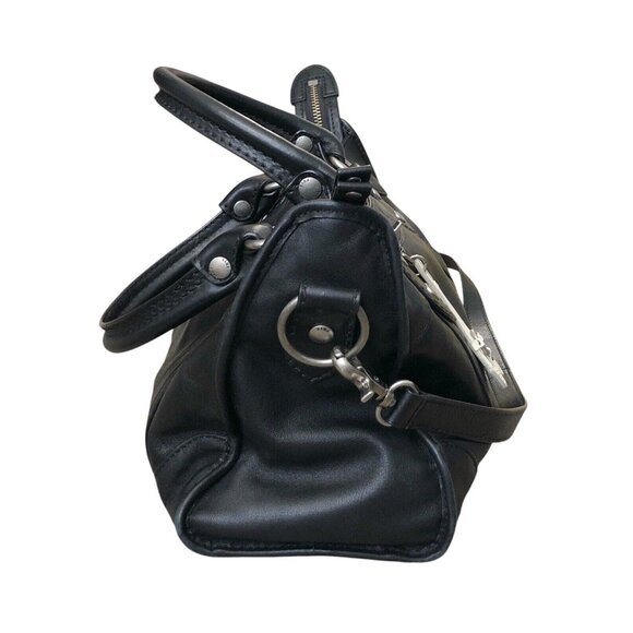 FRYE Black Melissa Zip Satchel Leather Hand Bag Purse W/ Crossbody Strap Dustbag - Picture 4 of 16